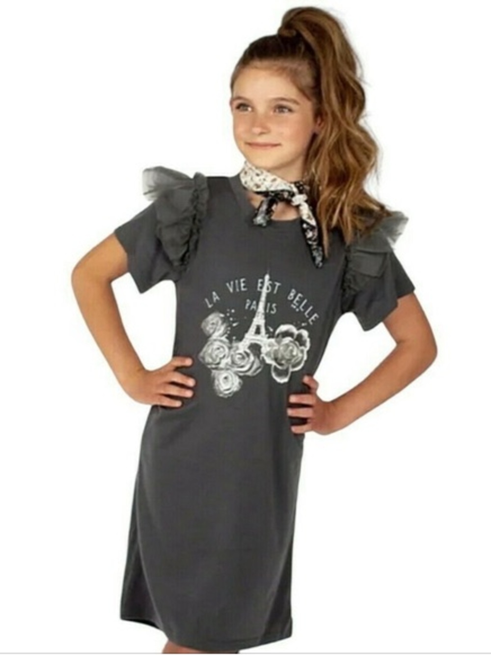 Mia Joy Joyfolie Peyton La Vie Est Belle Paris Midi Dress Gray Tulle Size 12